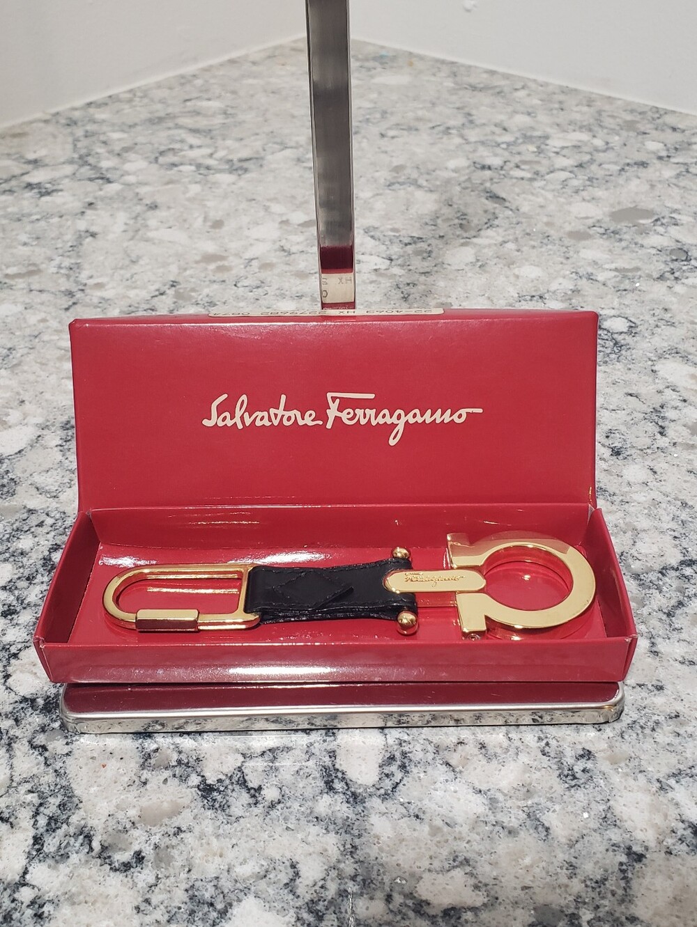 Salvatore Ferragamo Gancini Leather Keychain